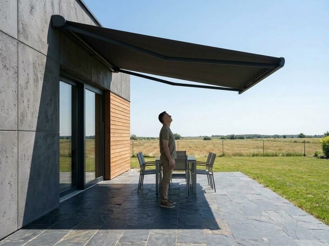 Awning extended 4.0 m from the wall