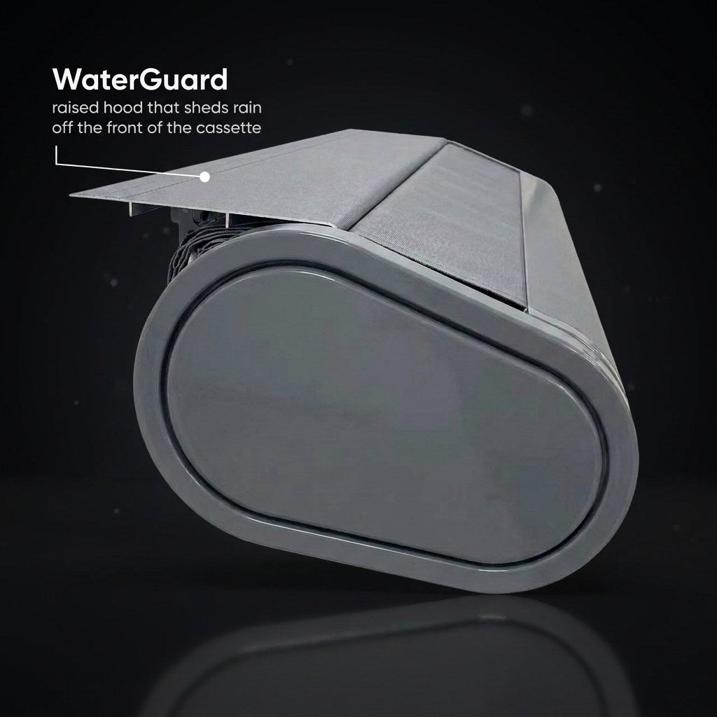 WaterGuard hood on the front of the cassette